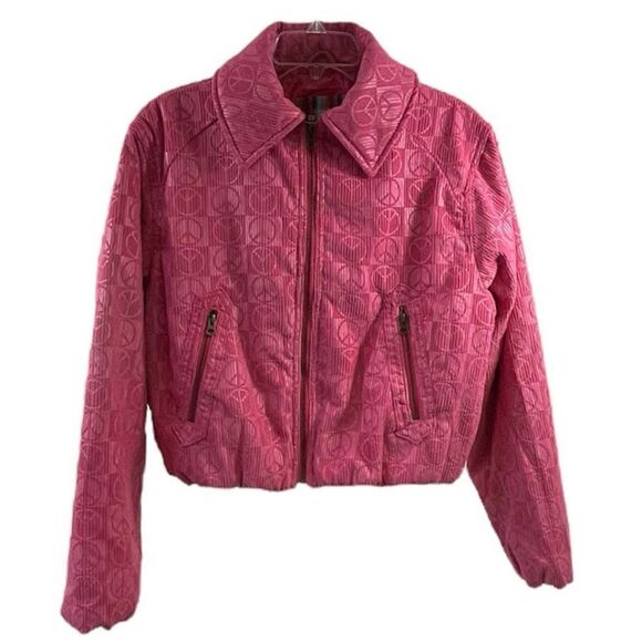 Urban Outfitters NWOT Femme Peace Sign Embossed Jacket Size S - Picture 1 of 11